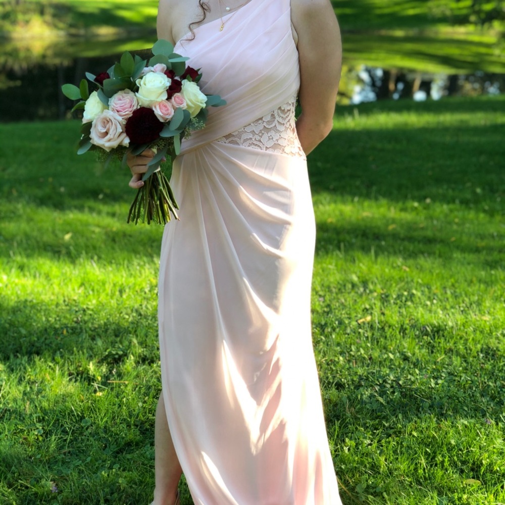 One Shoulder Lace Long Slitted Gown